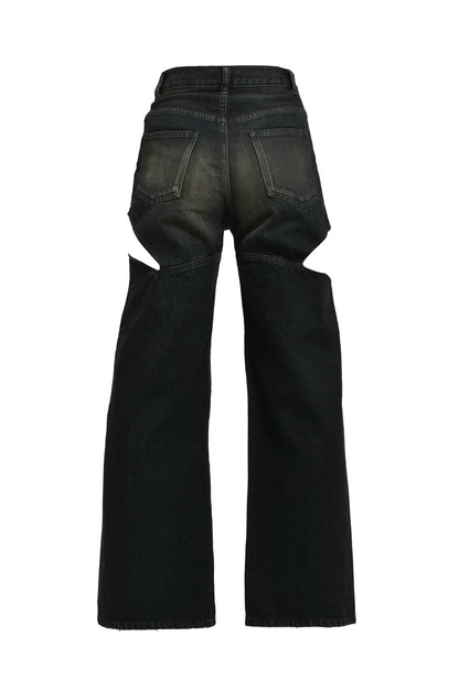 CUTOFF DENIM PANTS / BLK