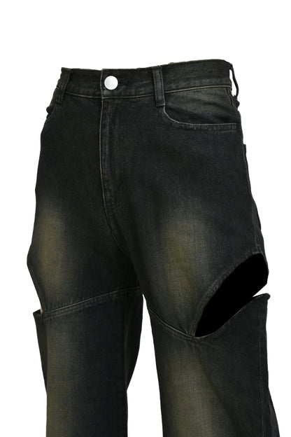 CUTOFF DENIM PANTS / BLK