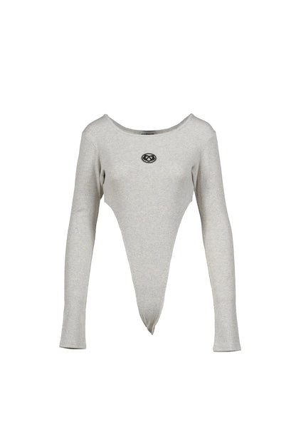 RIB CUT BODYSUITS  / WHT