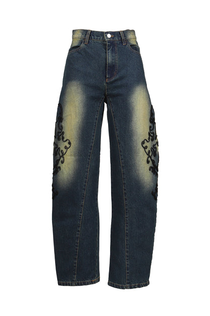 DENIM LACE PANTS / BLU