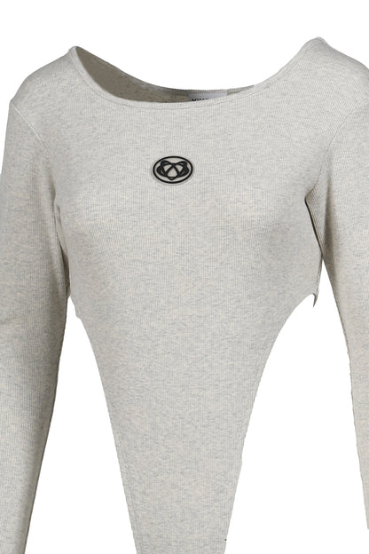 RIB CUT BODYSUITS  / WHT