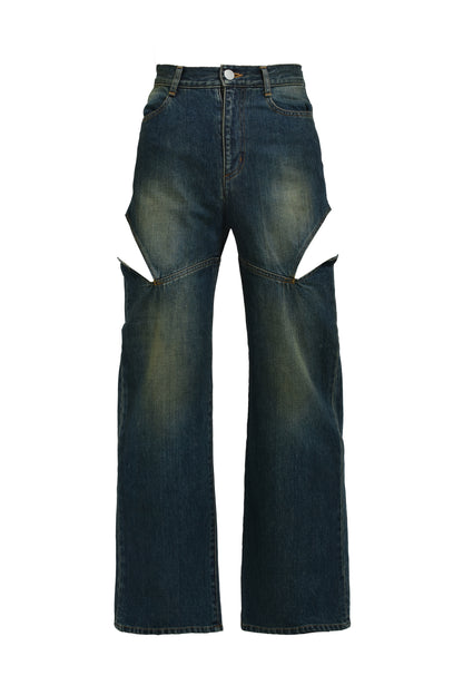 CUTOFF DENIM PANTS / BLU