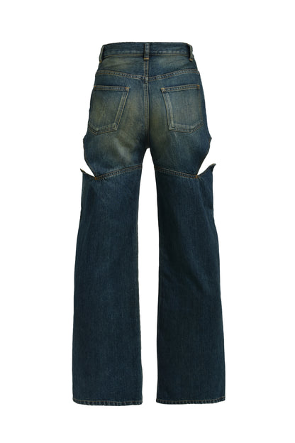 CUTOFF DENIM PANTS / BLU