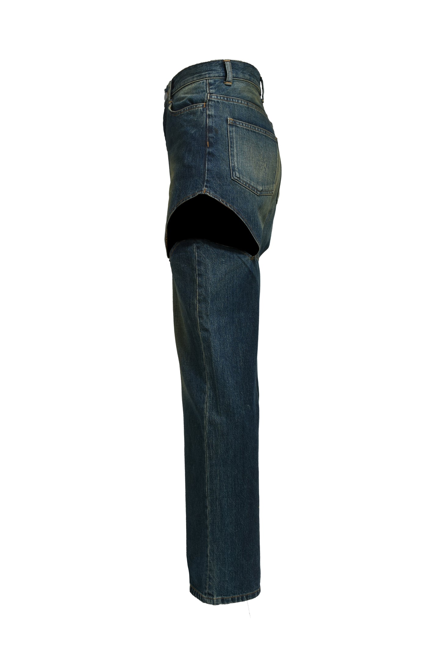 CUTOFF DENIM PANTS / BLU