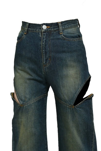 CUTOFF DENIM PANTS / BLU