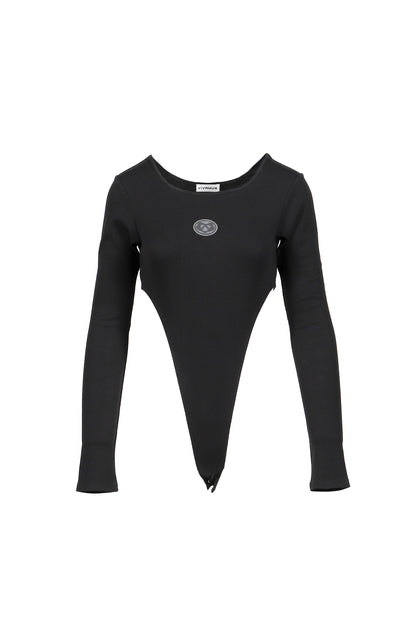 RIB CUT BODYSUITS  / BLK