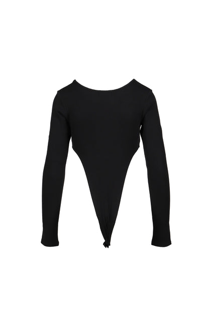 RIB CUT BODYSUITS  / BLK