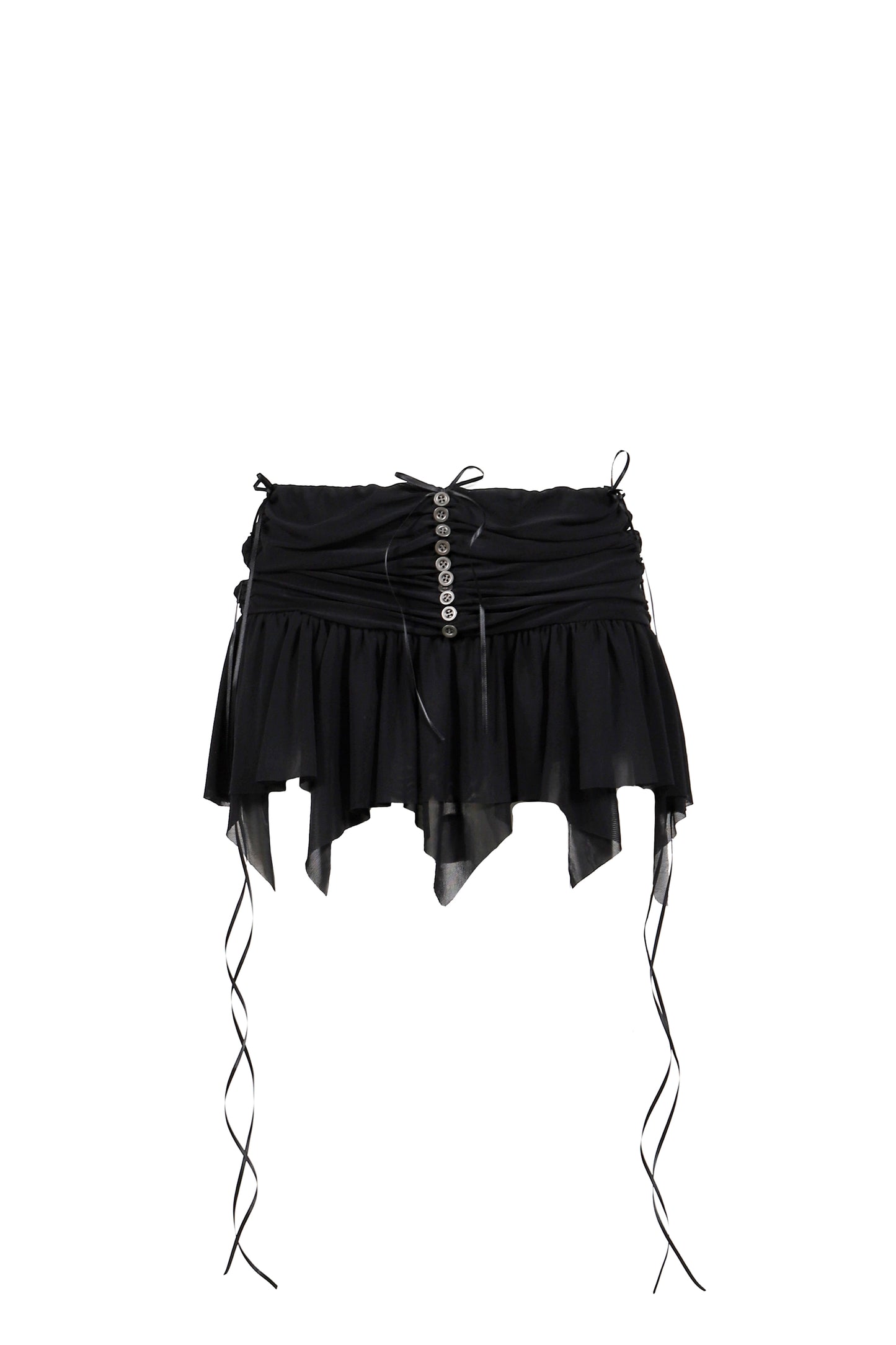 MICRO MINI GATHER SKIRTS / BLK