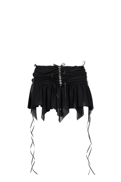 MICRO MINI GATHER SKIRTS / BLK