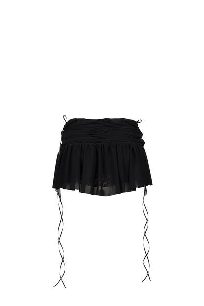 MICRO MINI GATHER SKIRTS / BLK