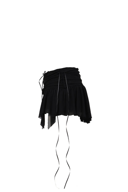 MICRO MINI GATHER SKIRTS / BLK