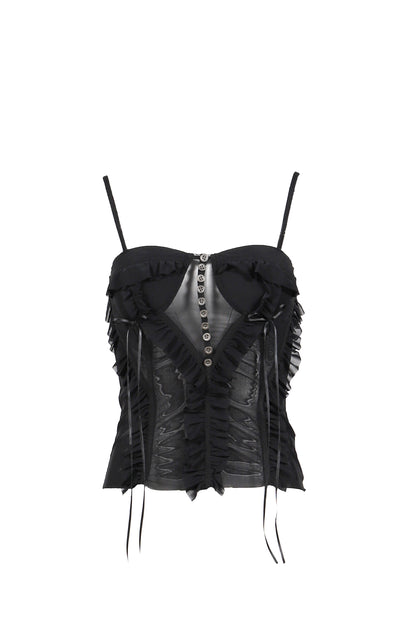 SHEER FRILL BUSTIER  CAMISOLE  / BLK