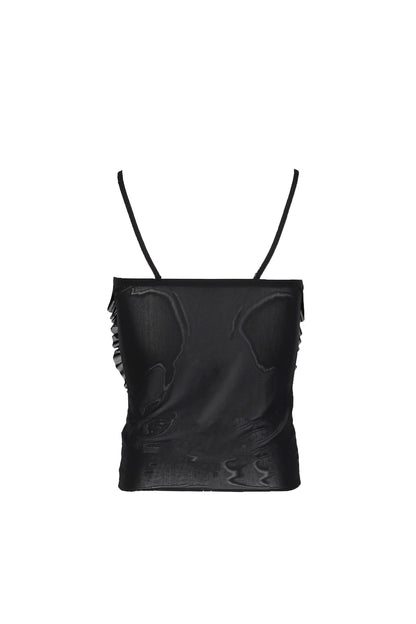 SHEER FRILL BUSTIER  CAMISOLE  / BLK