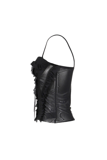 SHEER FRILL BUSTIER  CAMISOLE  / BLK