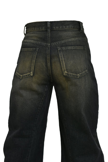 CURVED DENIM PANTS / BLK