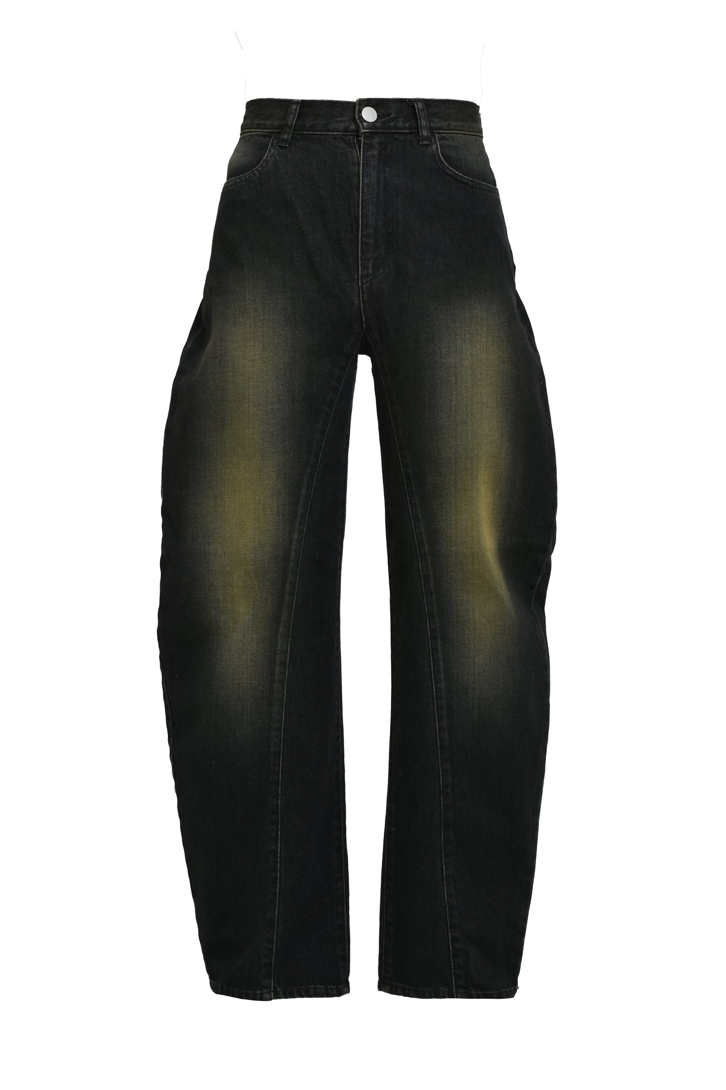 CURVED DENIM PANTS / BLK