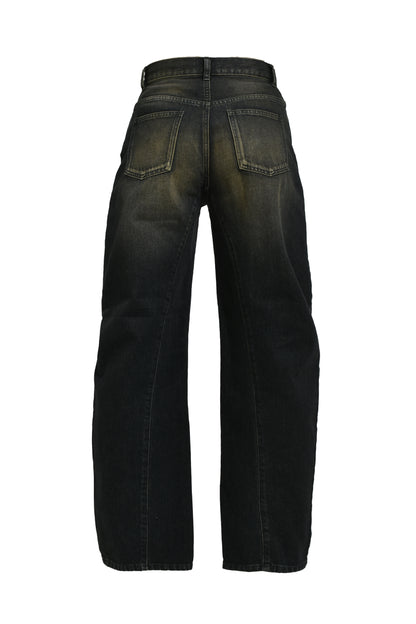 CURVED DENIM PANTS / BLK