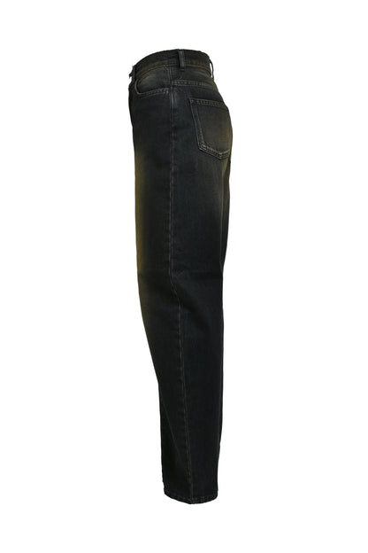 CURVED DENIM PANTS / BLK