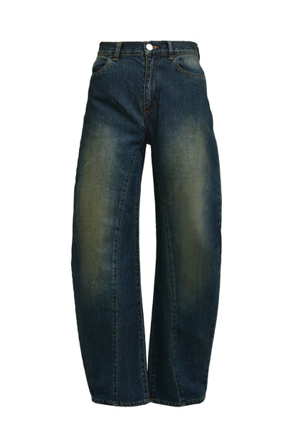 CURVED DENIM PANTS / BLU