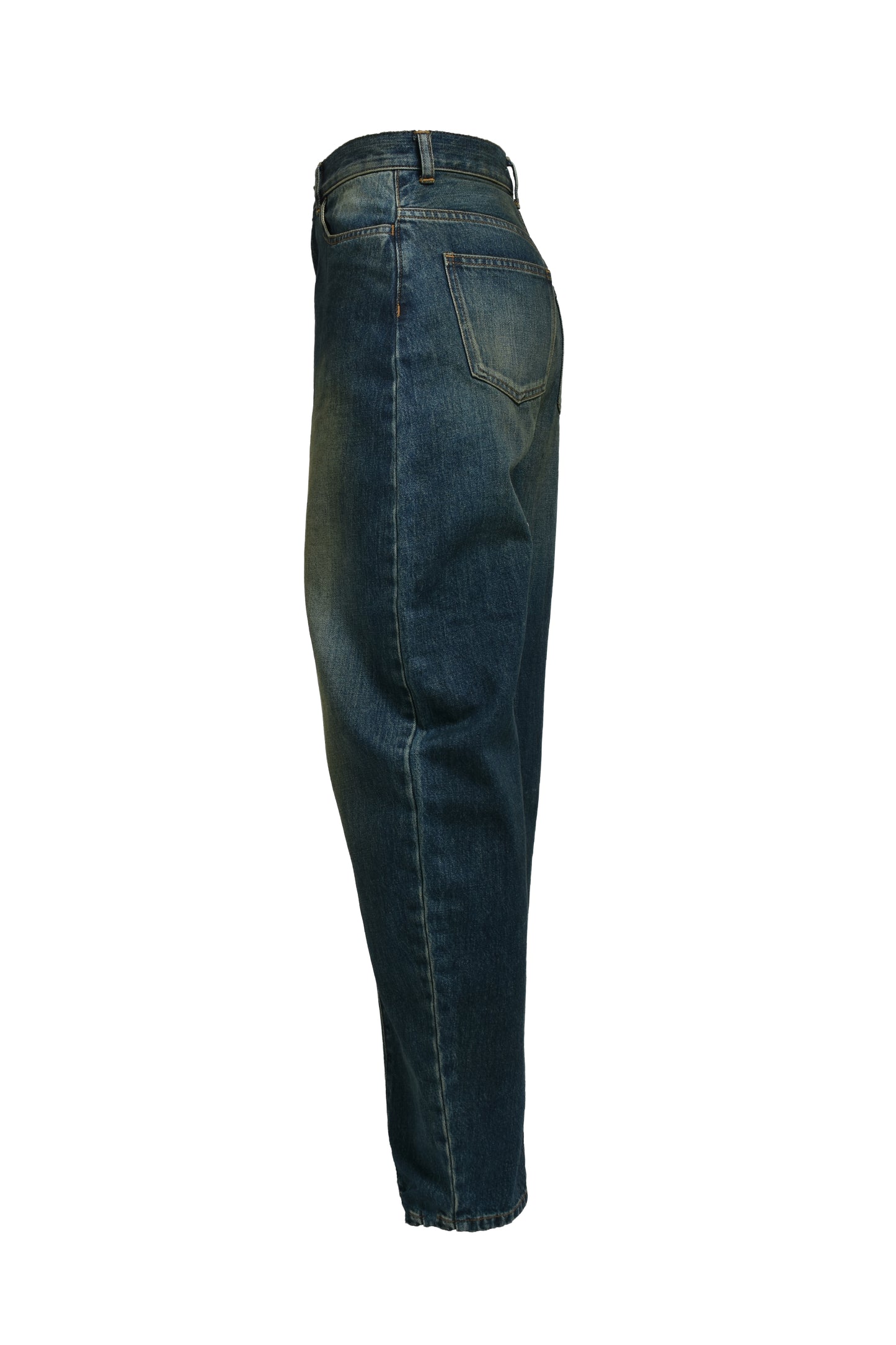 CURVED DENIM PANTS / BLU