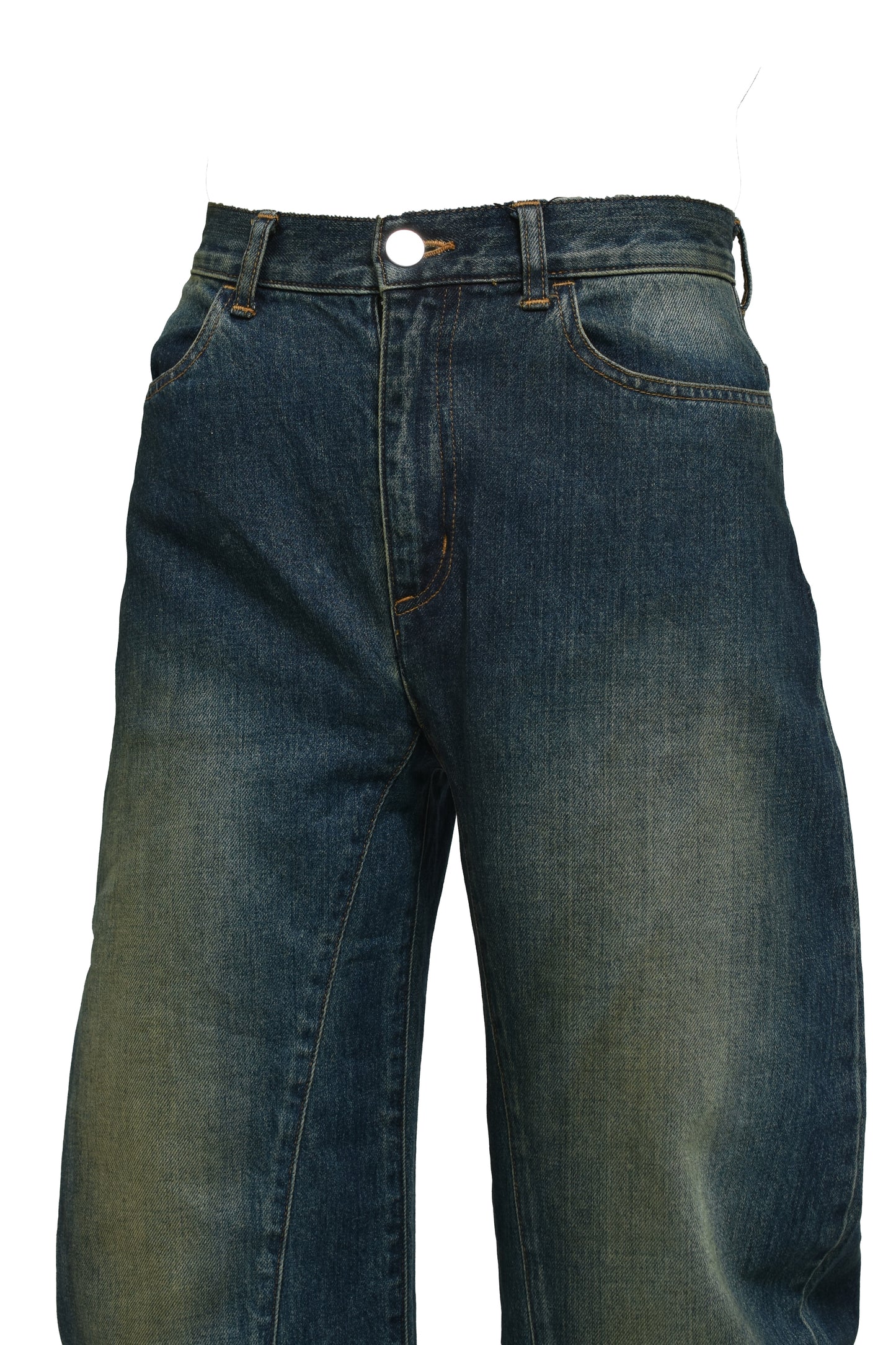 CURVED DENIM PANTS / BLU