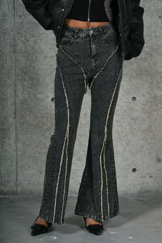FLARE DENIM PANTS / BLK