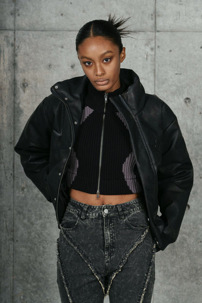 DOUBLE ZIP KNIT / BLK