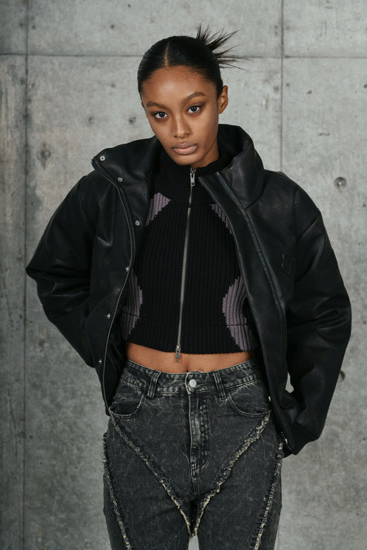 DOUBLE ZIP KNIT / BLK