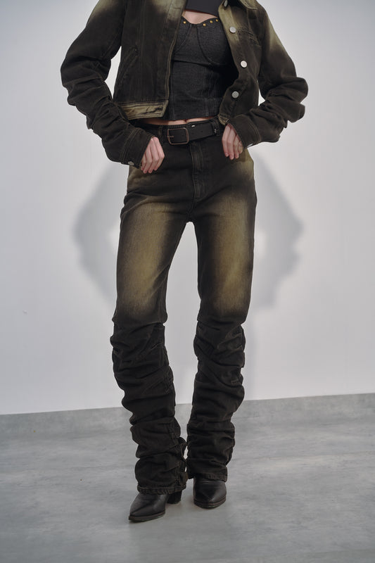 LOOSED LEG DENIM PANTS / BLK