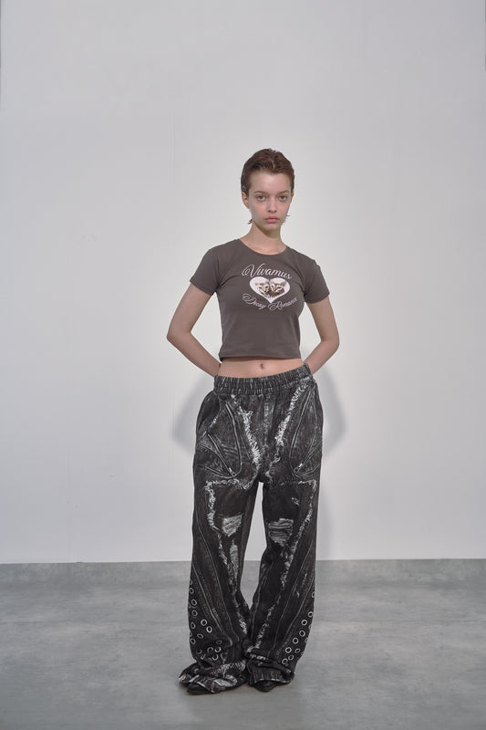 PRINT SWEAT PANTS / BLK