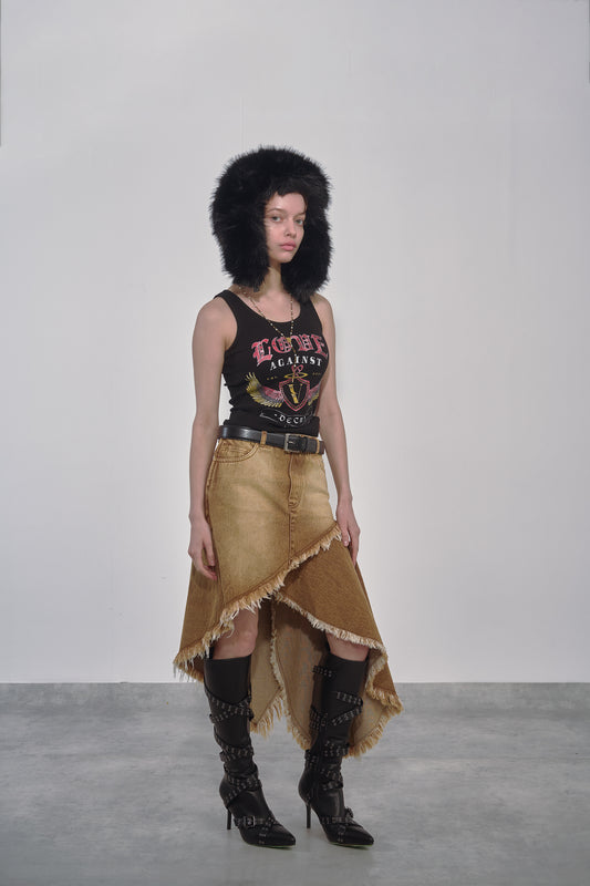 ASYMMETRY DENIM SKIRT / BRW