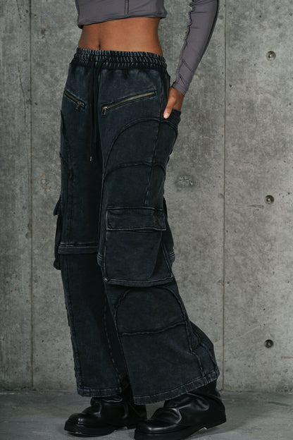 SPLIT SWEAT PANTS / BLK
