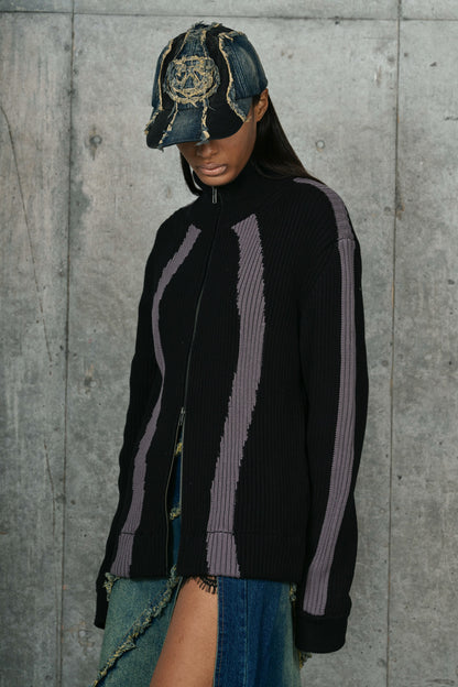 DOUBLE ZIP KNIT / BLK