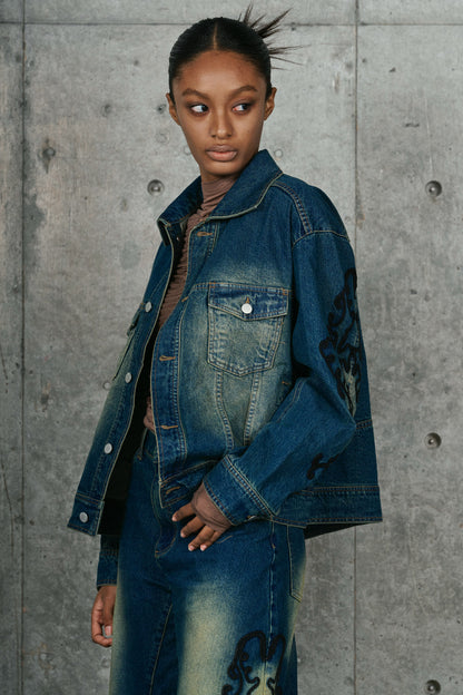 DENIM LACE JACKET / BLU