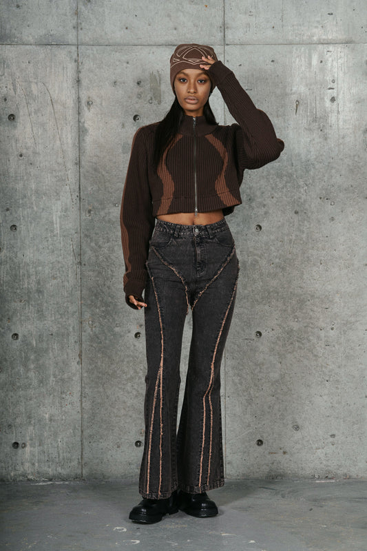 FLARE DENIM PANTS / BRW