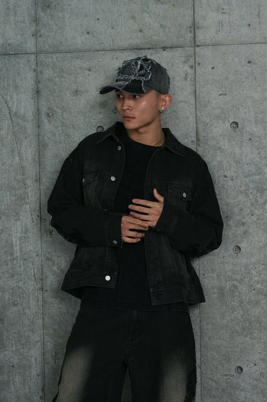 DENIM LACE JACKET / BLK