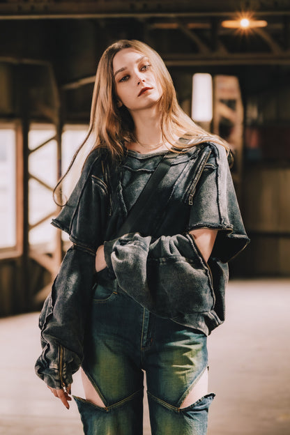 SPLIT SWEAT CREWNECK / GRY